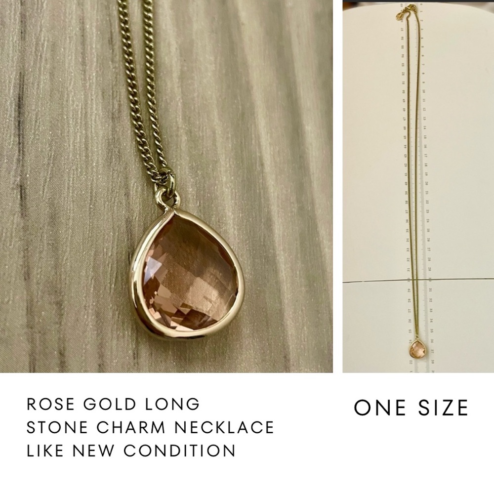 Rose gold long stone charm necklace. NEW condition.